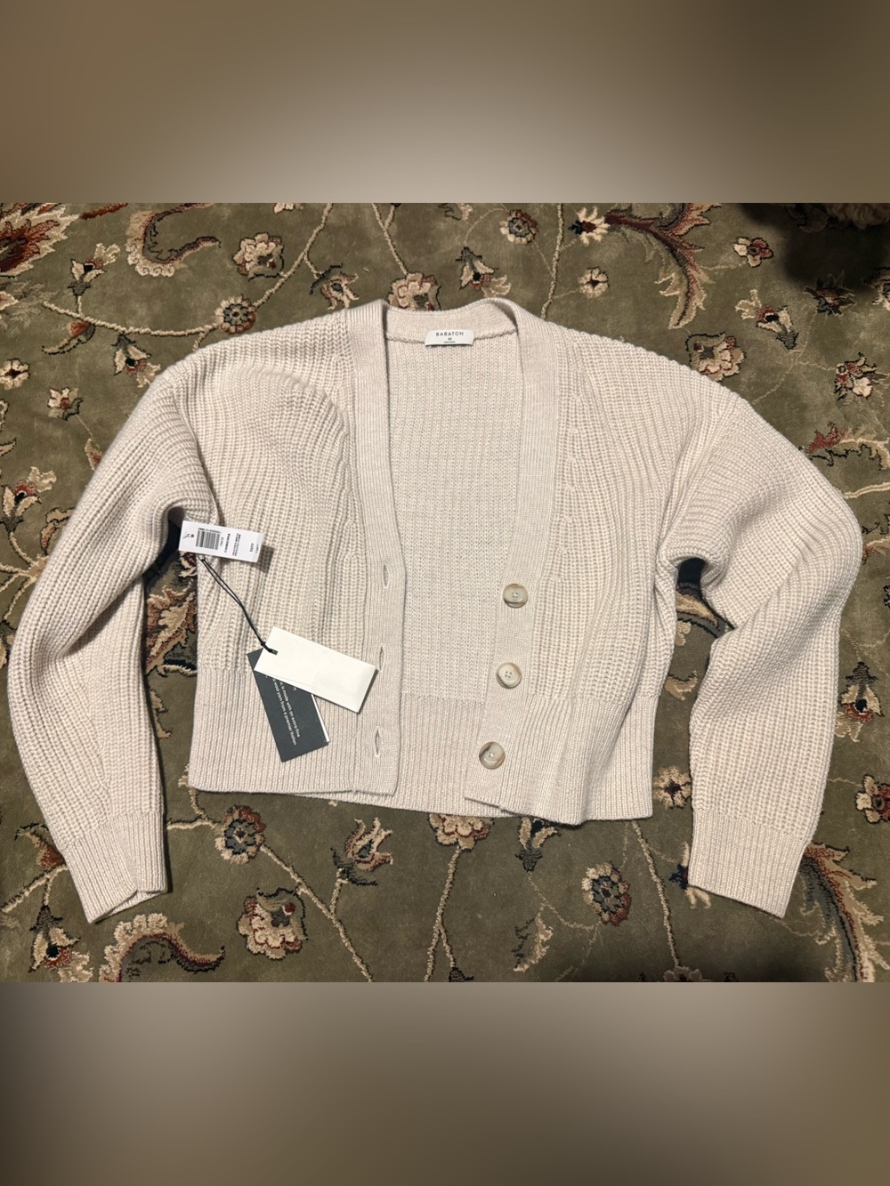 Babaton Cream Cropped Button Cardigan